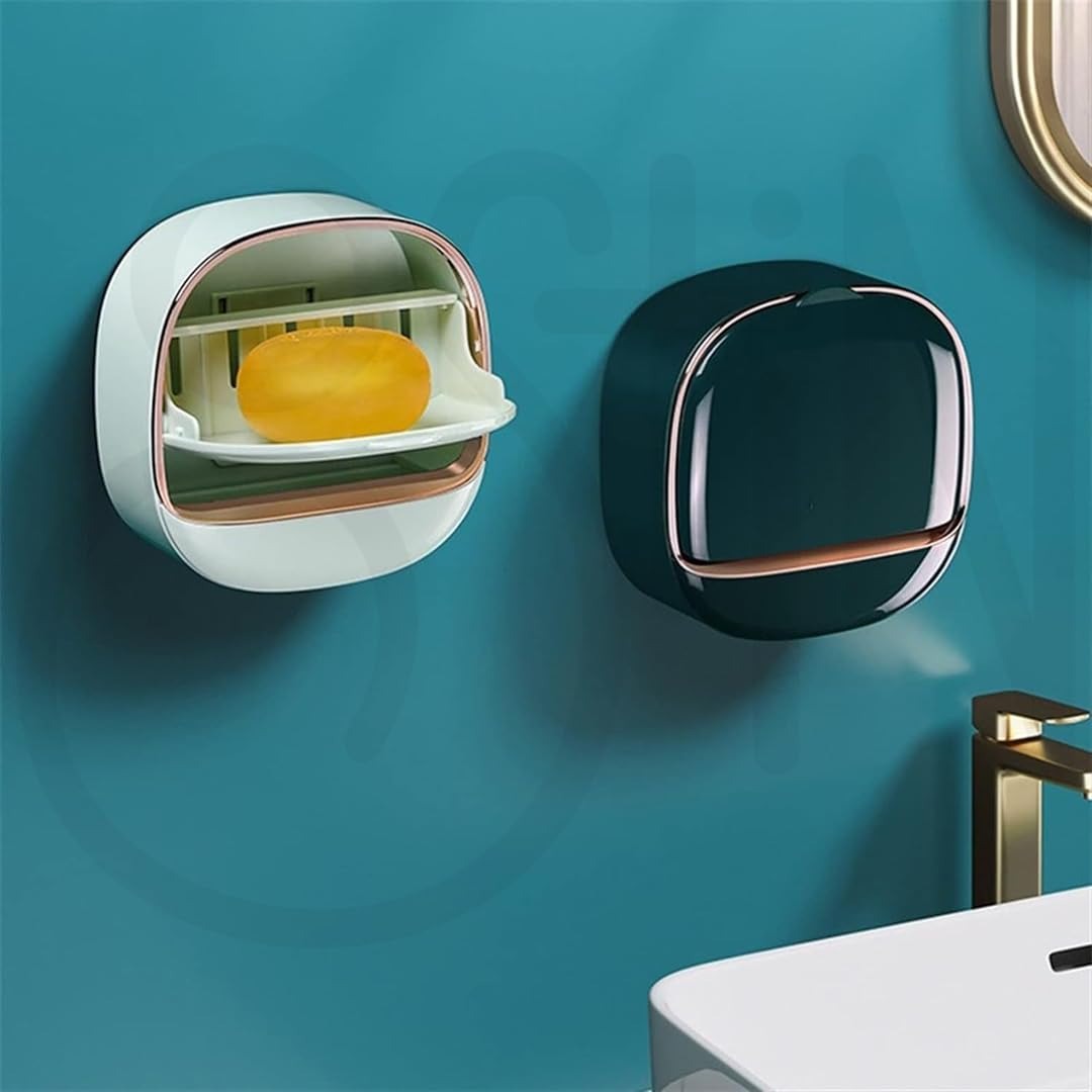Wall Mounted Soap Holder with Drain Tray – Waterproof Stylish Soap Dish for Kitchen & Bathroom (Random Color)
